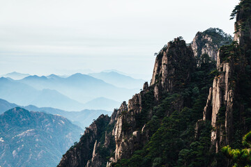 Rocky landscape in Huangshan mountains (Yellow Mountains) Anhui province of China