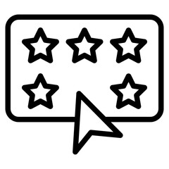 customer review icon, quality rating, feedback, stars symbol on white background.