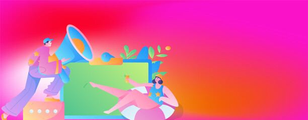 Notification announcement vector creative flat hand drawn illustration
