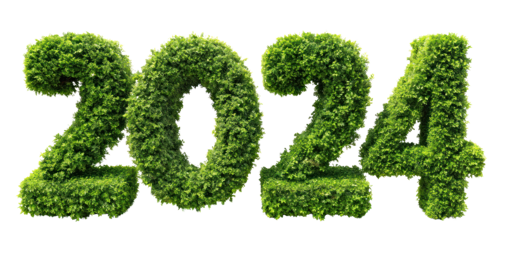 shrubs trimmed into text 2024 isolated on transparent background