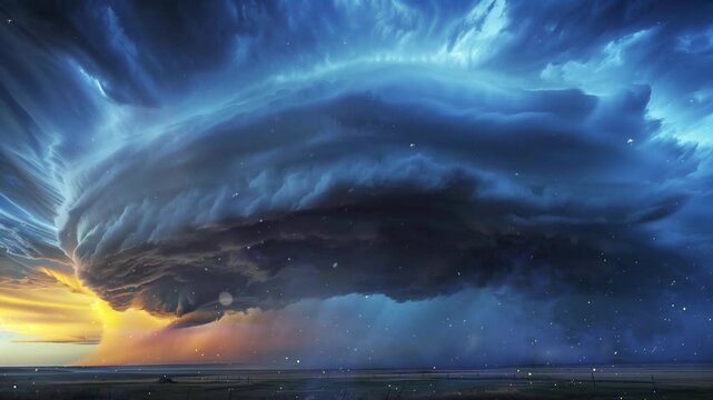 supercell storm clouds with shelf cloud and intense rain in extreme weather seamless looping overlay 4k virtual video animation background