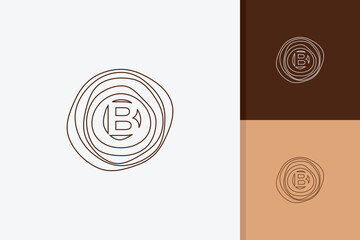 letter b wood grain logo design vector template