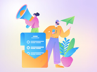 Notification announcement vector creative flat hand drawn illustration
