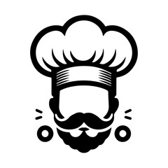 Chef hat flat vector icon design. Restaurants and food cooking icon. Black and white.