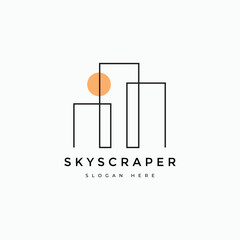 building skyscraper line logo design vector