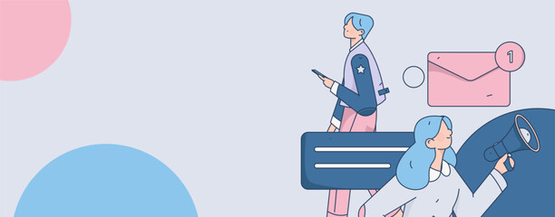 Notification announcement vector creative flat hand drawn illustration
