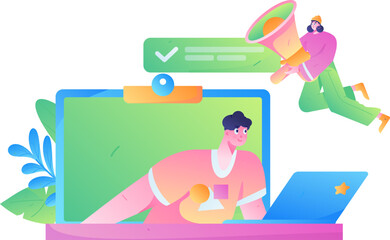 Notification announcement vector creative flat hand drawn illustration
