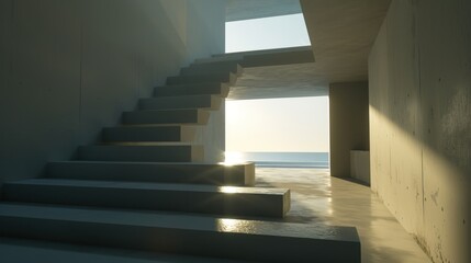 Fototapeta premium Concrete Staircase Leading to the Ocean