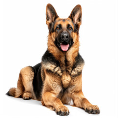 Majestic German Shepherd Standing Alone on White Background