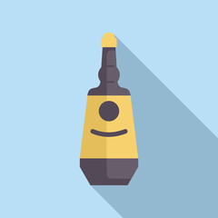 Soy sauce bottle with happy smiling face label having fun on blue background flat design