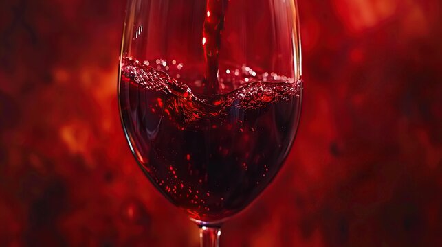 Red Wine Pouring into Glass