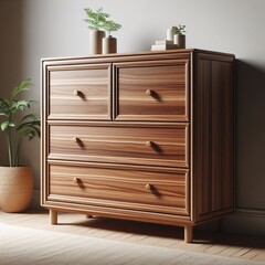 Vintage wooden cabinet with drawers and shelves, ideal for home storage and interior design