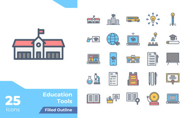 Education Tools Filled Color Icons