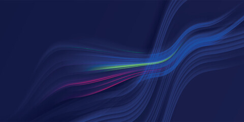 Dark blue paper waves abstract banner design. Elegant wavy vector background