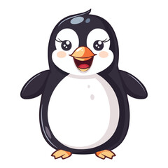 Obraz premium Cute Happy cartoon Penguin vector isolated on white background