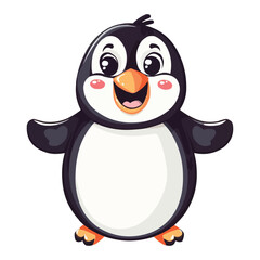 Obraz premium Cute Happy cartoon Penguin vector isolated on white background
