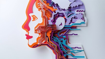 Papercut Style Artificial Intelligence Board Technology Concept Map