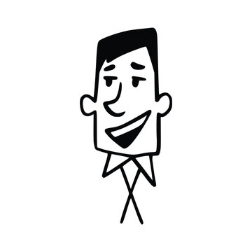 recommend clip art: Avatar for Business Man in Doodle Hand-drawn. People faces hand drawn in doodle style. Black lines and silhouette. Social network concept. Vector illustration