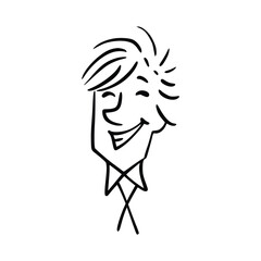 Avatar for Business Man in Doodle Hand-drawn. People faces hand drawn in doodle style. Black lines and silhouette. Social network concept. Vector illustration