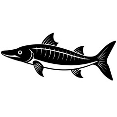 Sturgeon icon silhouette vector art illustration