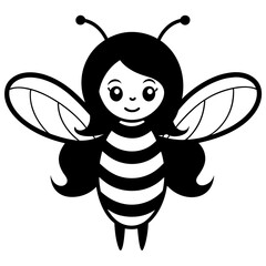 Bee with long hair icon silhouette vector art illustration