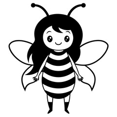 Bee with long hair icon silhouette vector art illustration