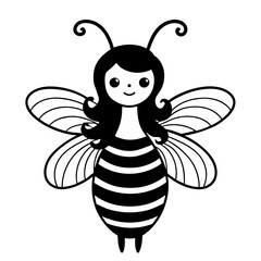 Bee with long hair icon silhouette vector art illustration