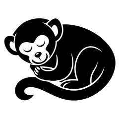 Monkey sleeps icon silhouette vector illustration
