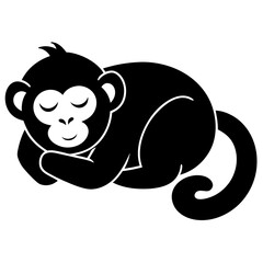 Monkey sleeps icon silhouette vector illustration