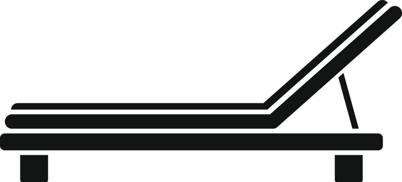 recommend clip art: Simple black and white silhouette of an empty beach chaise longue sunbed, representing summer vacation leisure time
