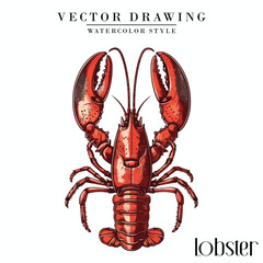 Lobster Seafood vector vintage watercolor style