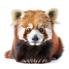 Fototapeta premium Businesswoman with Red Panda Isolated on White Background