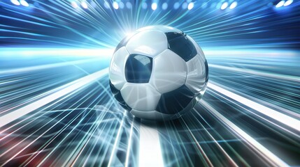 Naklejka premium A soccer ball on white line