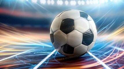 A soccer ball on white line
