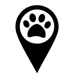 dog or cat foot and a location icon