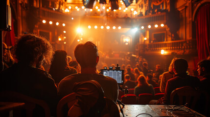 Actors assembled on stage