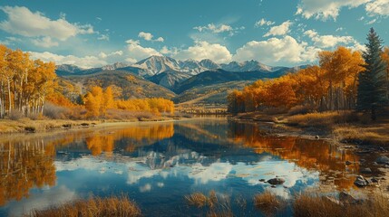 Obraz premium a beautiful shot of a National State Park in Colorodo, mountain range