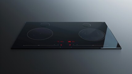 Fototapeta premium a black glass-top ceramic cooktop that is flat. no buttons or controls
