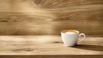 Obraz premium A Cup of Coffee on a Wooden Table