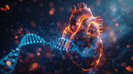 Digital human heart health and pulse management in the virtual world of data and technology. Concept AI futuristic healthcare technology, data network, artificial intelligence innovation concept
