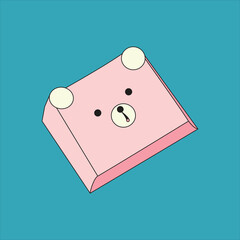 eps file of illustration of a surprised pink bear. Suitable for baby room wall photos, decorations or design elements for children's and toy themed posters, book covers and children's t-shirts