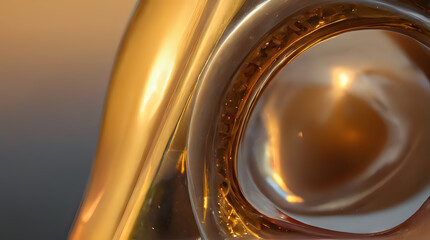 a close up of a shiny gold instrument with a black background