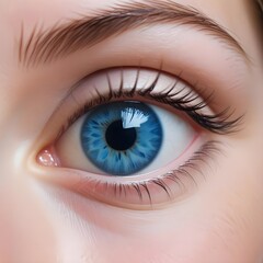 Blue eye watching you with a piercing gaze