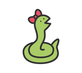 リボンを付けた蛇のイラスト
