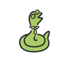 ネクタイとメガネを付けた蛇のイラスト
