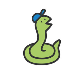 帽子をかぶった蛇のイラスト
