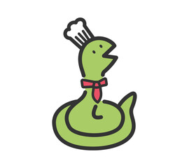 コック帽をかぶった蛇のイラスト
