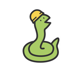 Naklejka premium ヘルメットをかぶった蛇のイラスト 