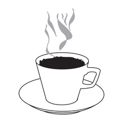 eps file of illustration of a black and white hot coffee. Perfect for stickers, patterns, and graphic elements on your posters and flyers with kitchen and food theme.