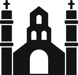 Fototapeta premium This is a simple vector icon of a church building with two towers